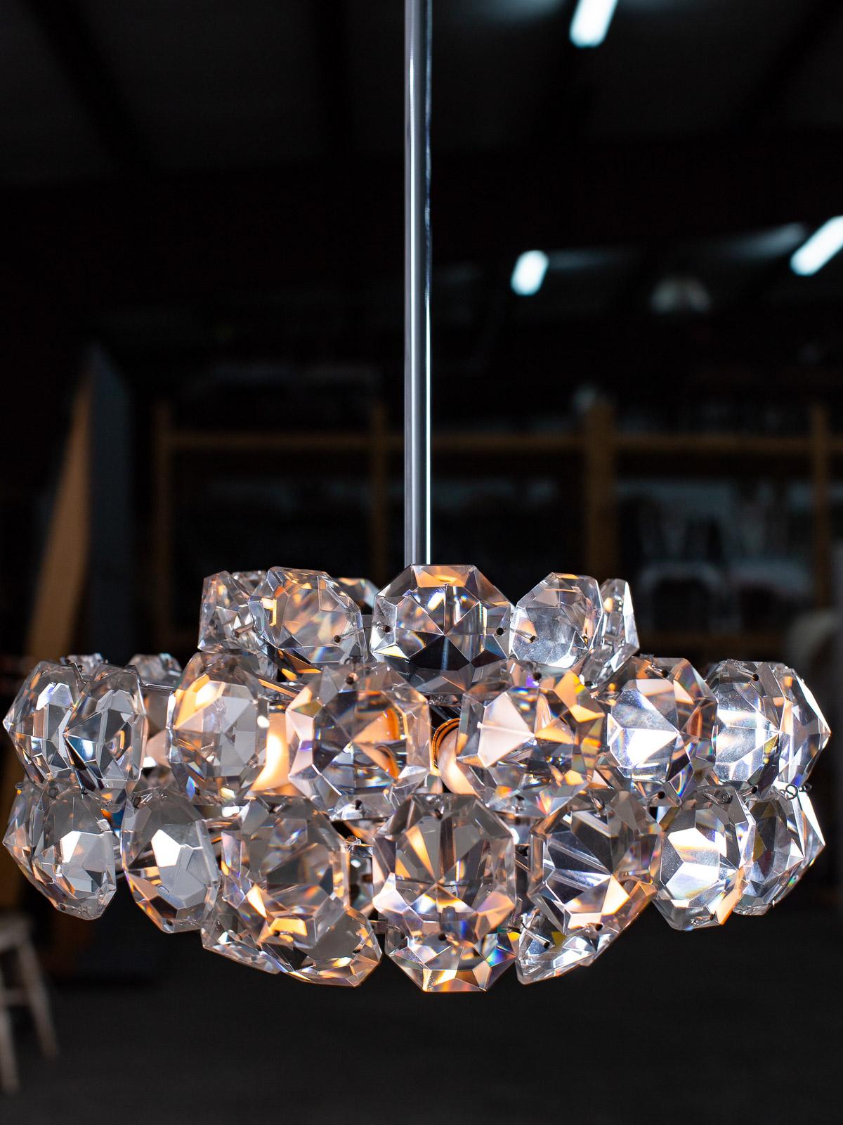 Vintage German Crystal Chrome Chandelier by Palwa, circa 1950 8