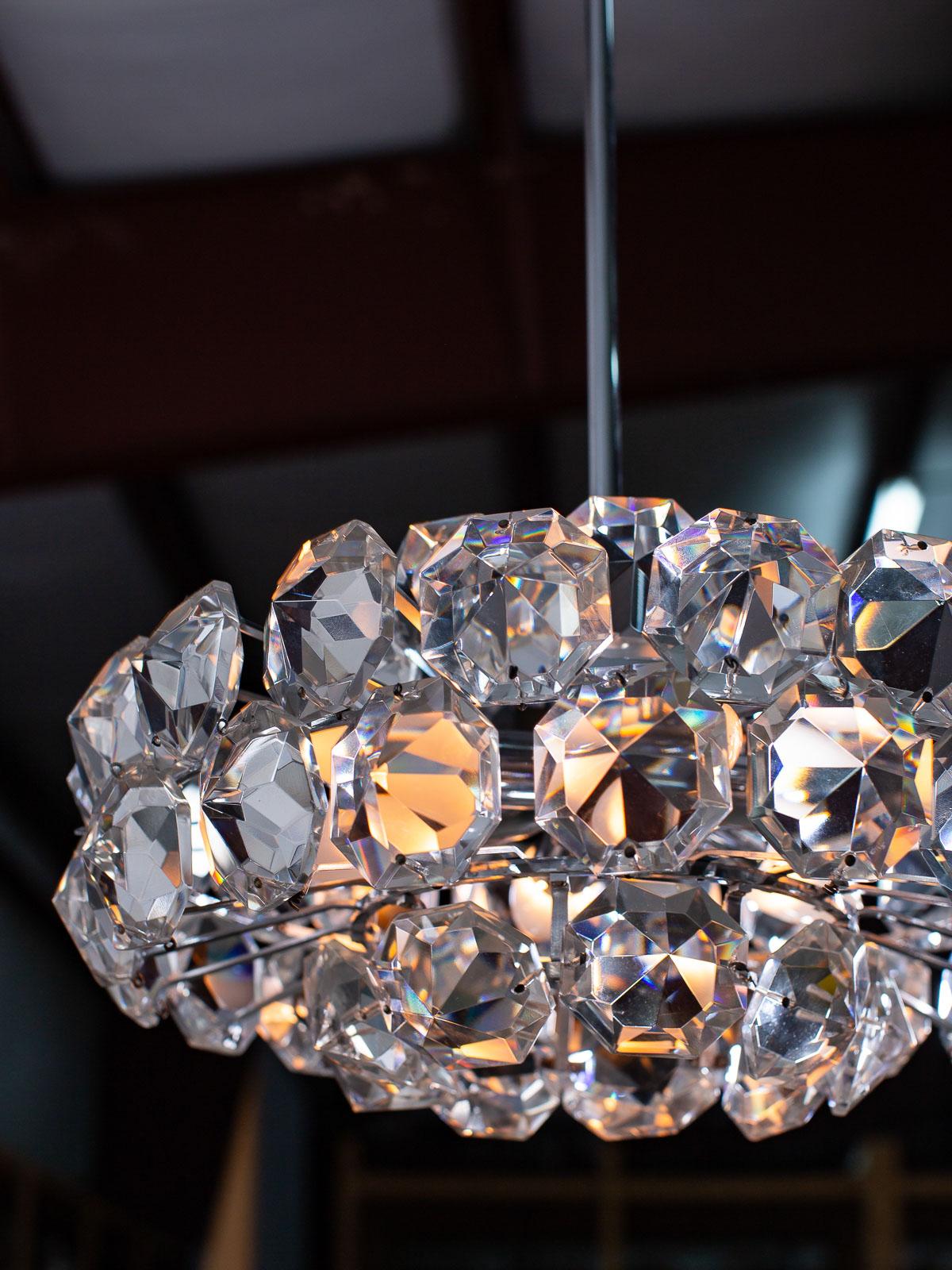 Vintage German Crystal Chrome Chandelier by Palwa, circa 1950 9