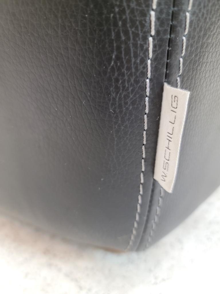 Vintage German Curved Black Leather Mandalay Sofa By W. Schillig 1
