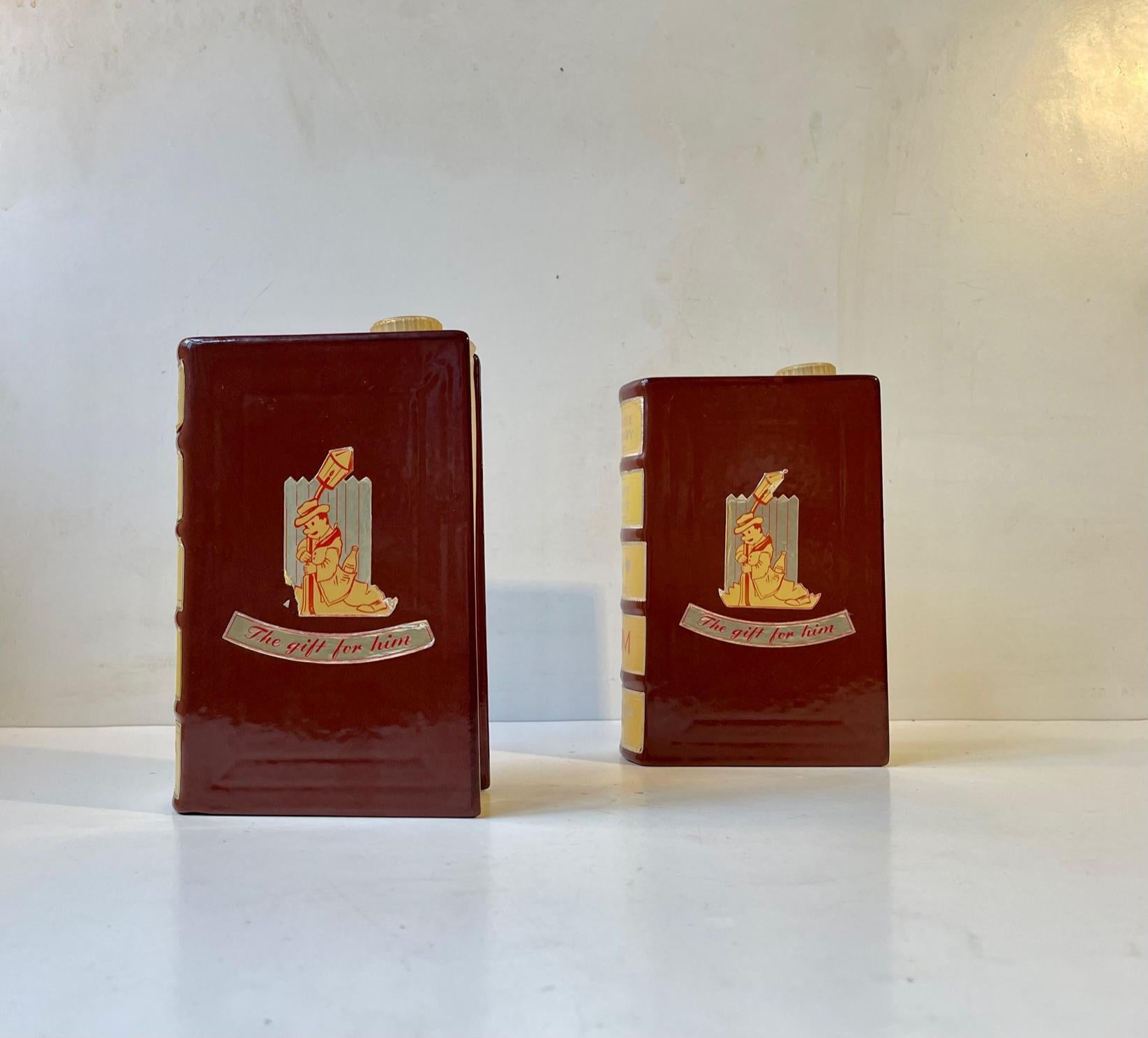 Glazed Vintage German Decanters Disguised as Books: Gin & Rum
