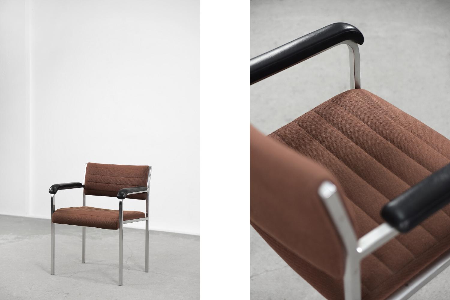 Mid-Century moderno Coppia di sedie da scrivania tedesche vintage in tessuto e alluminio di Fröscher Sitform in vendita