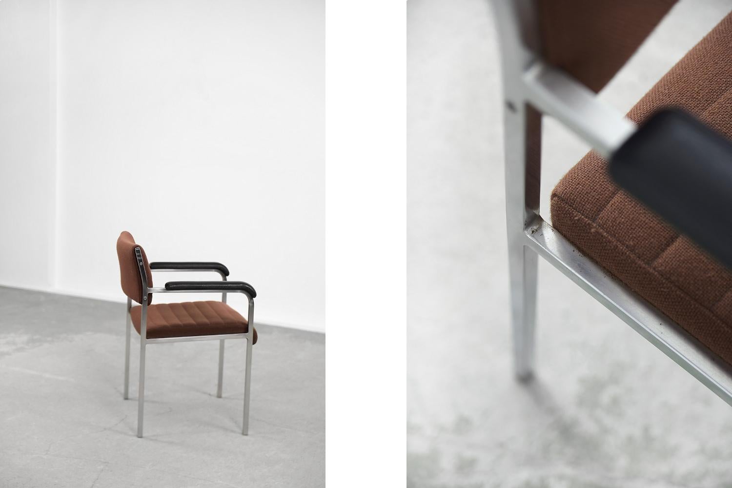 Pair of Vintage German Fabric & Aluminium Desk Chair from Fröscher Sitform For Sale 1