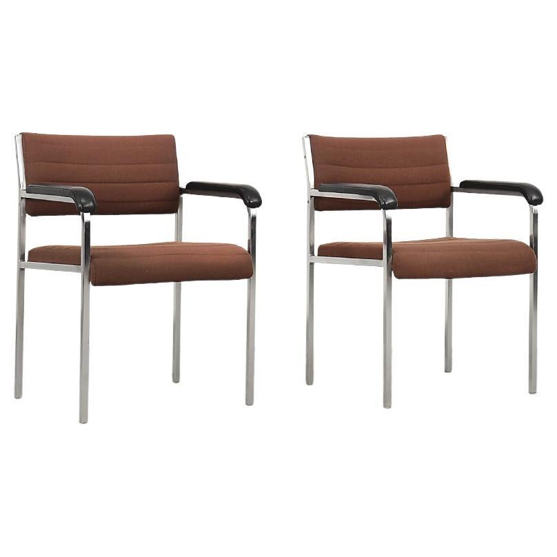 Paire de chaises de bureau allemandes vintage en tissu et aluminium de Fröscher Sitform