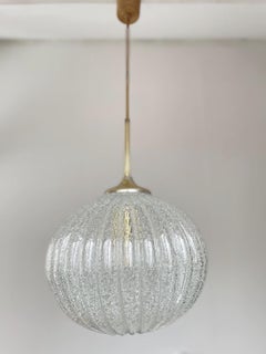 Vintage German DORIA Crackle Glass Pendant Lamp 1960s
