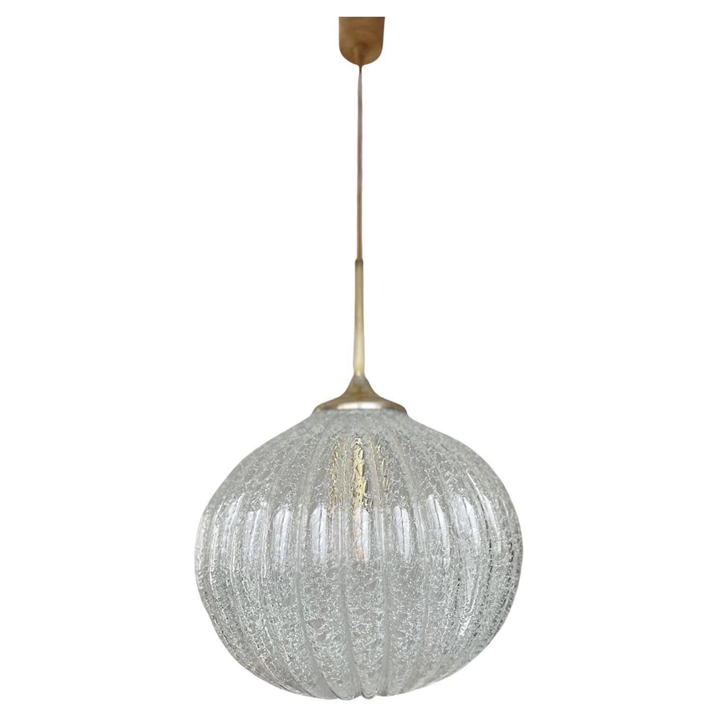 Vintage German DORIA Crackle Glass Pendant Lamp 1960s For Sale