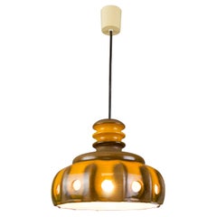 Vintage German Fat Lava Orange and Brown Ceramic Pendant Light, 1960s