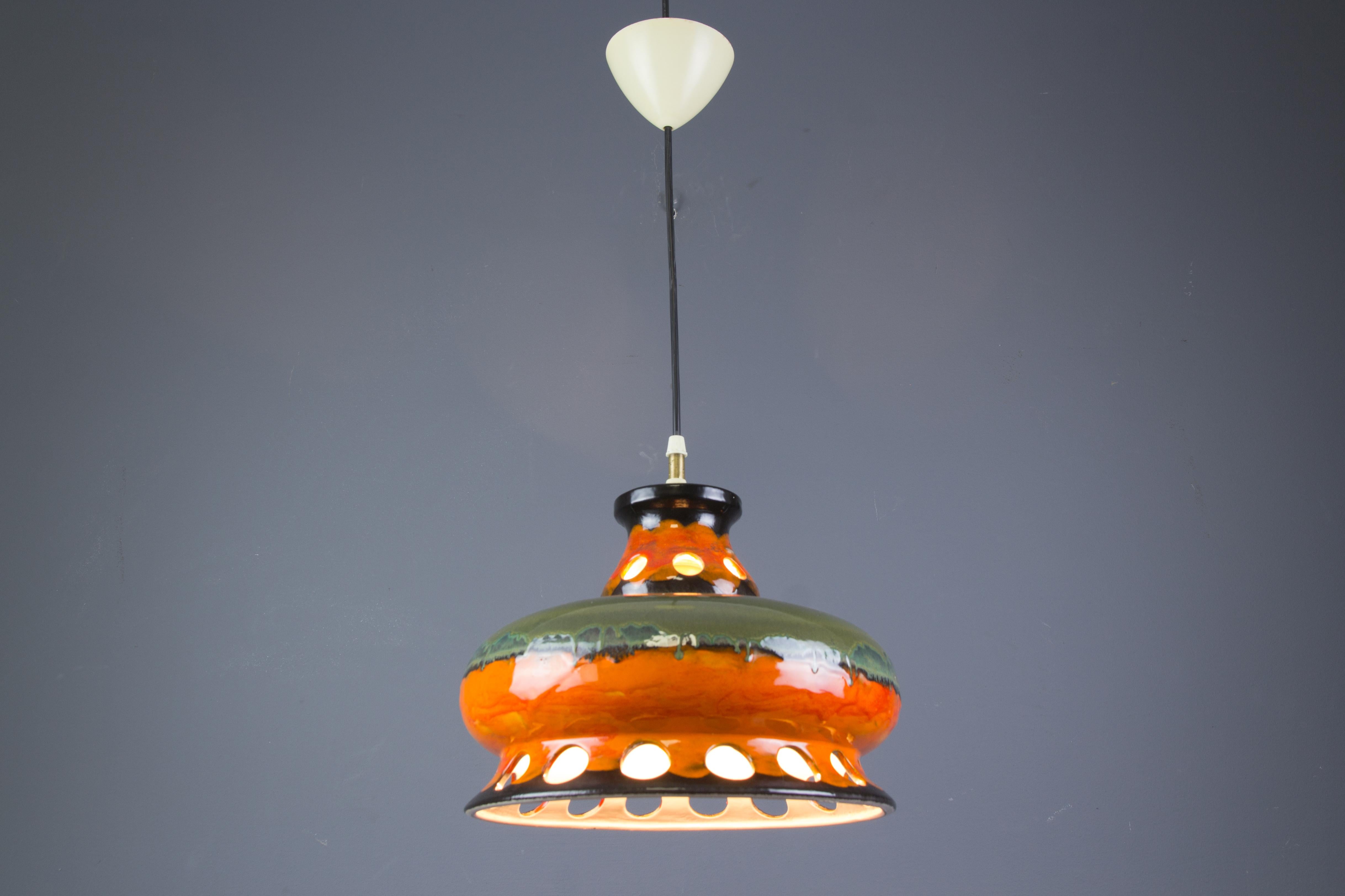 green ceramic pendant light