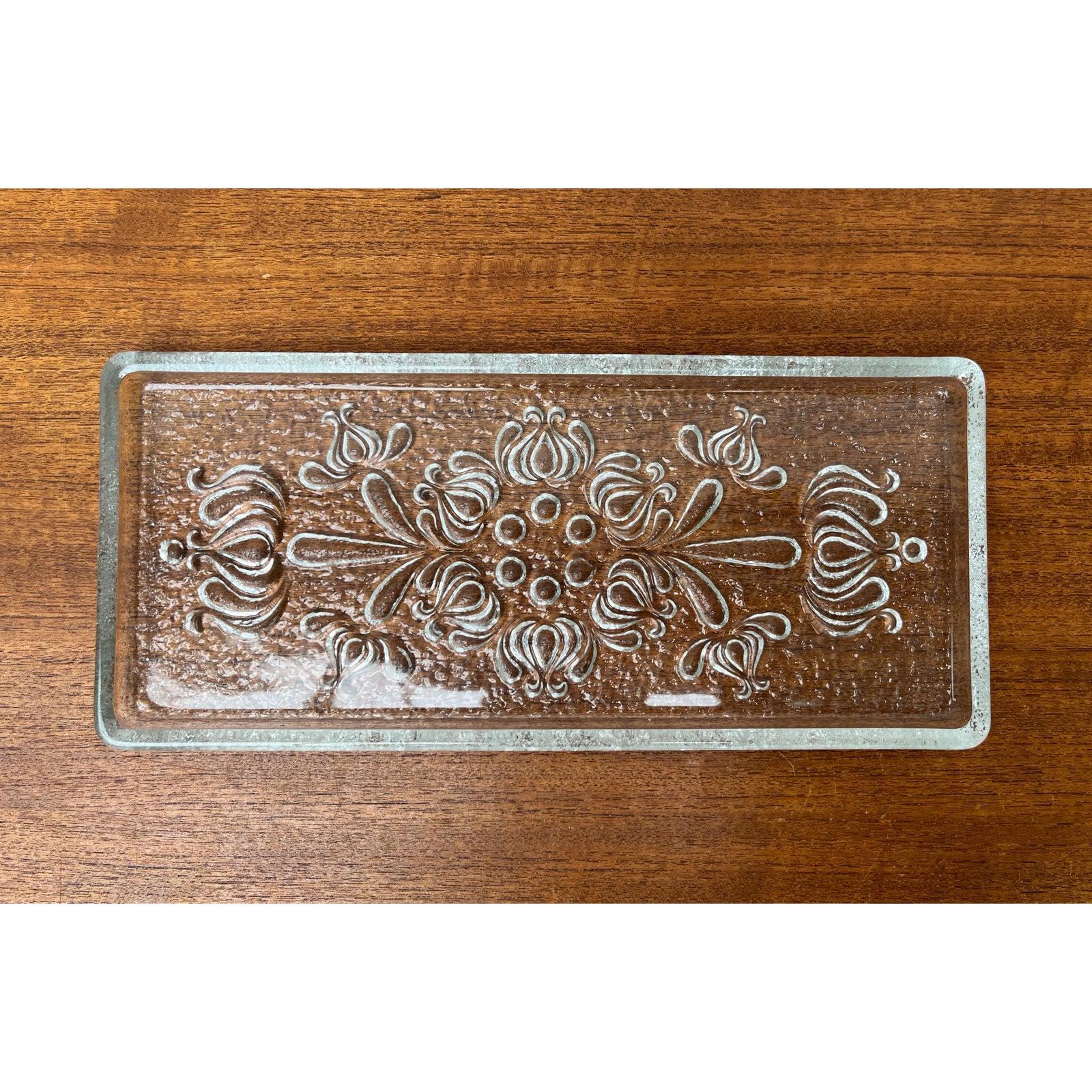 Plato de tarta de cristal floral alemán vintage de Walther Glas, años 70 Alemán en venta