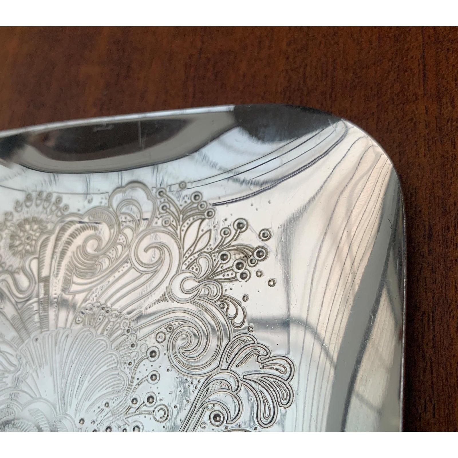 Assiette métallique florale allemande WMF, 1970 en vente 5
