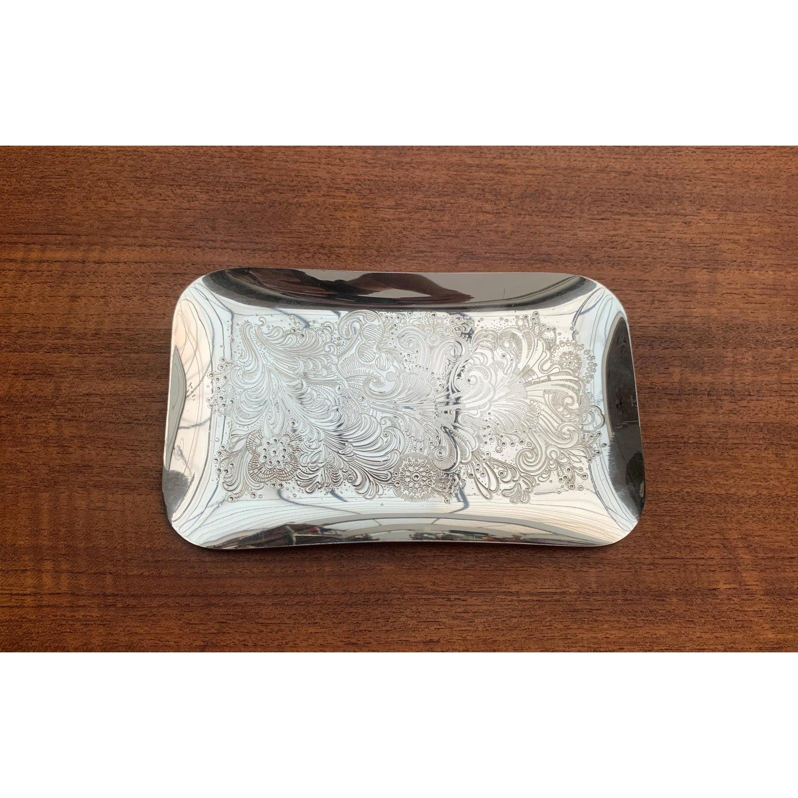Allemand Assiette métallique florale allemande WMF, 1970 en vente