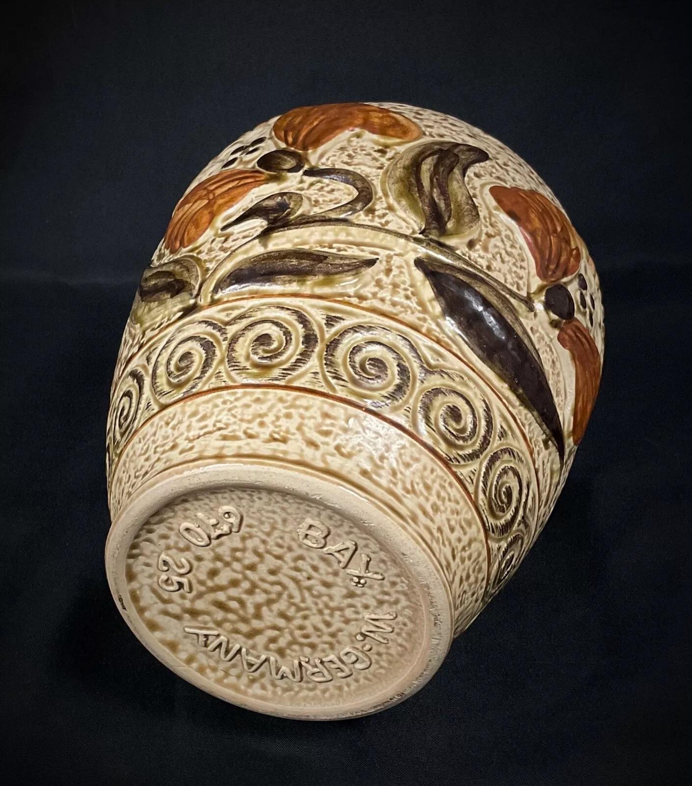 Porcelain Vintage German Floral Vase by W. Germany – 10 in x 5.9 in  - 2Y460 For Sale