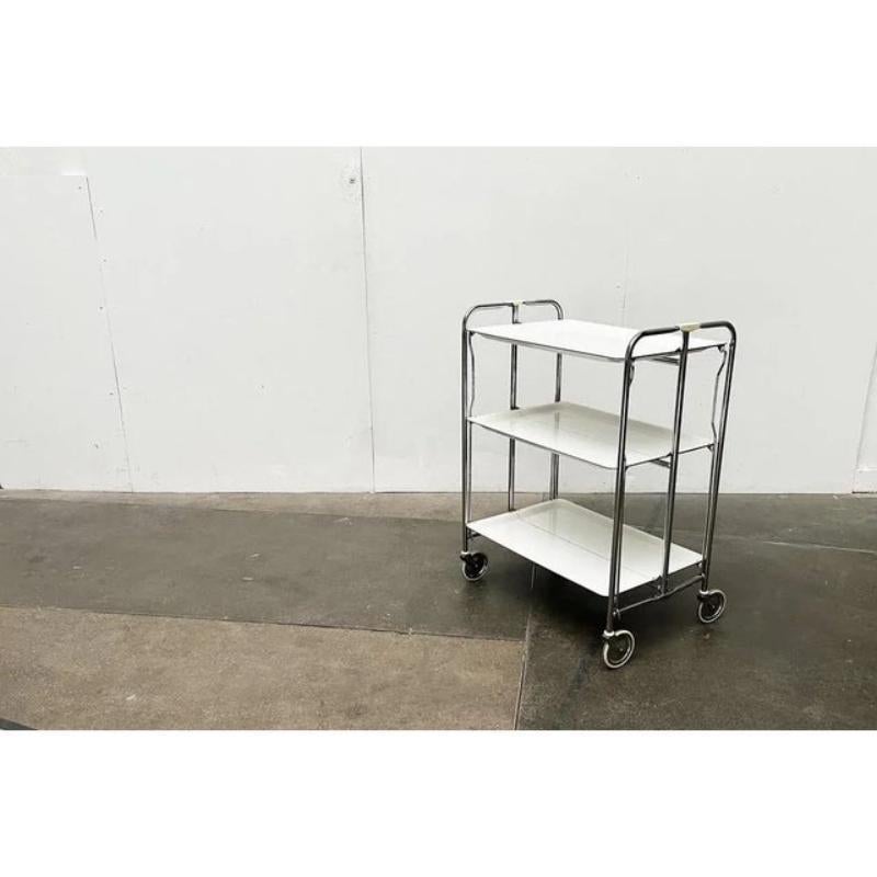 Vintage German Foldable Service Cart with 3 Trays, 1970s For Sale 5