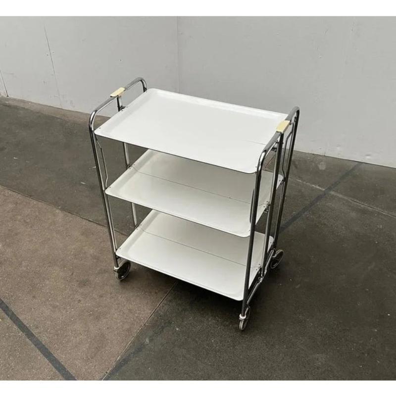 Vintage German Foldable Service Cart with 3 Trays, 1970s For Sale 7