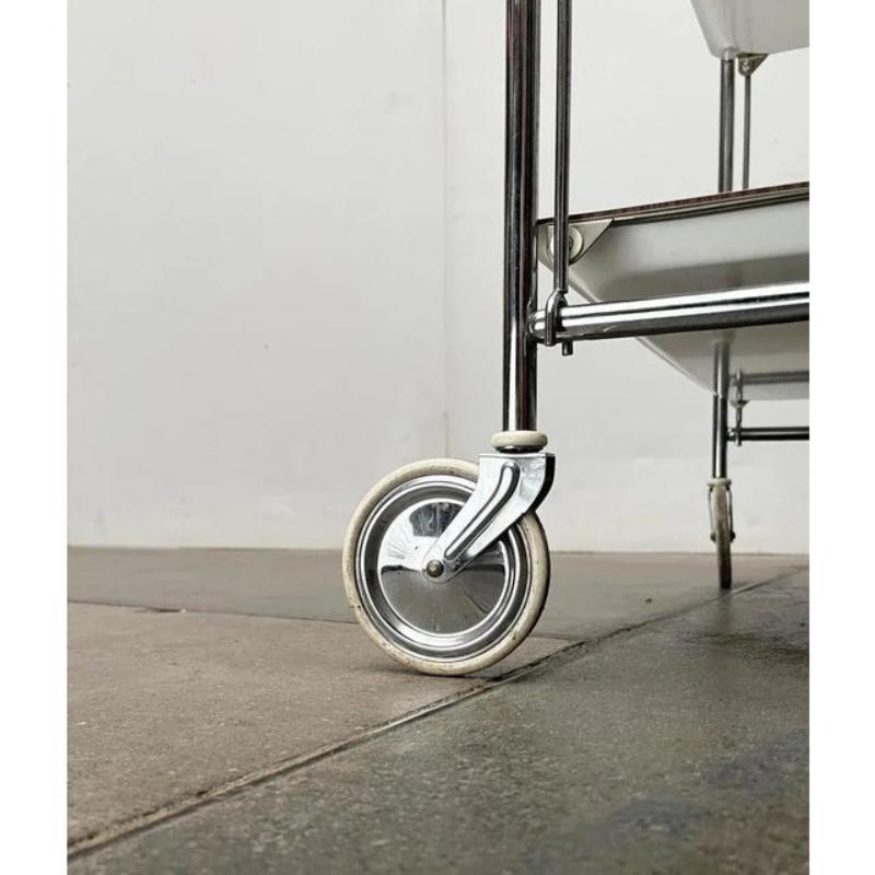 20th Century Vintage German Foldable Service Cart with 3 Trays, 1970s For Sale