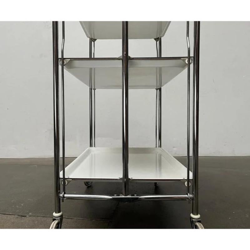 Vintage German Foldable Service Cart with 3 Trays, 1970s For Sale 1