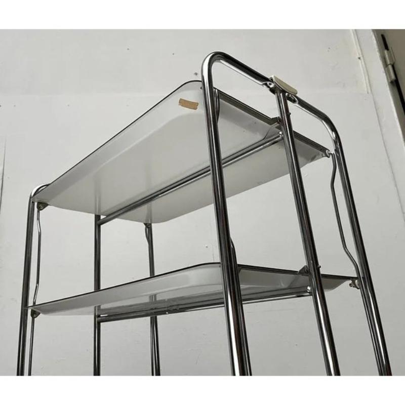 Vintage German Foldable Service Cart with 3 Trays, 1970s For Sale 2
