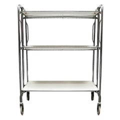 Vintage German Foldable Service Cart with 3 Trays, 1970s