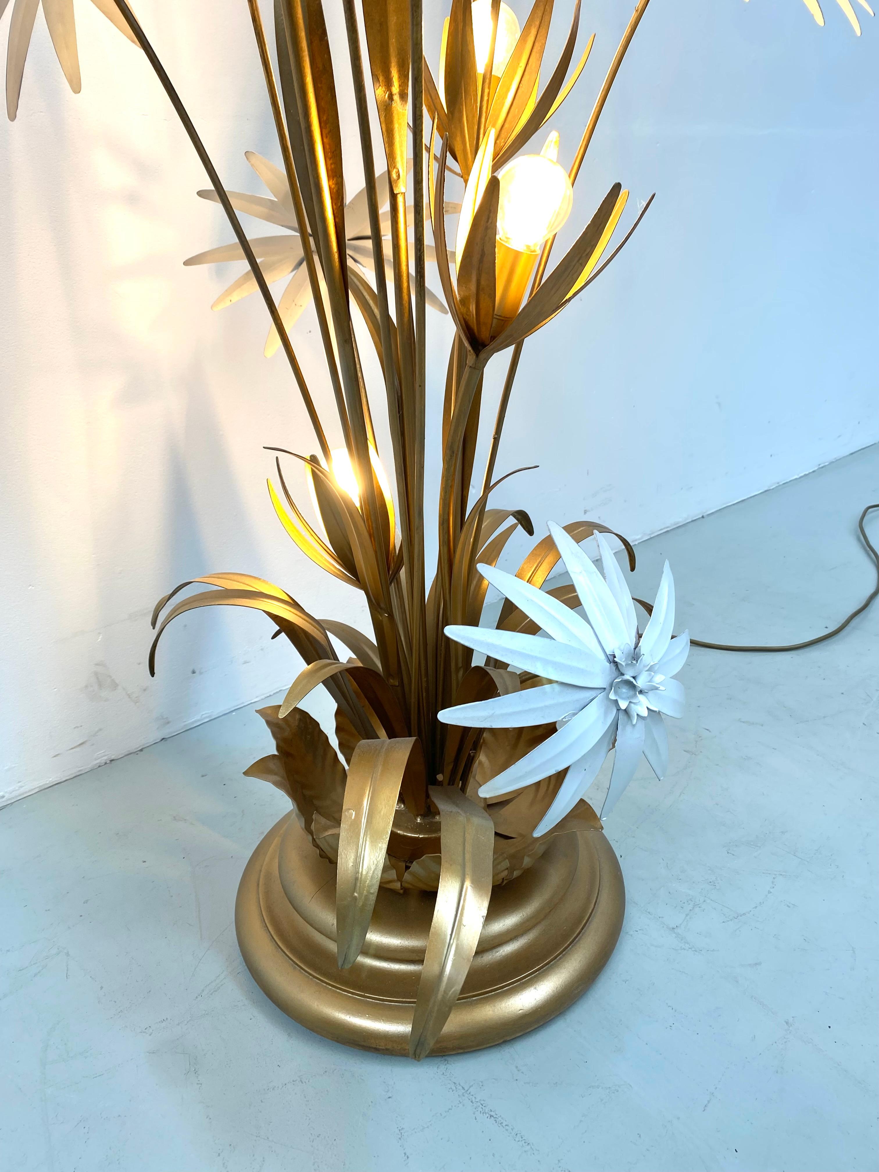 Vintage German Gilt Metal and Enamel Floral Floorlamp by Hans Kögl, 1970s 5