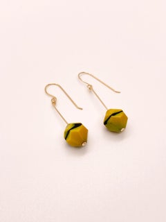 Vintage German Glass Bead Watercolor Bicone Earrings in Yellow