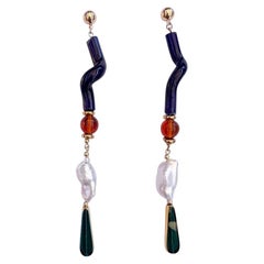 Vintage German Glass Beads and pearls, A Twist Earrings