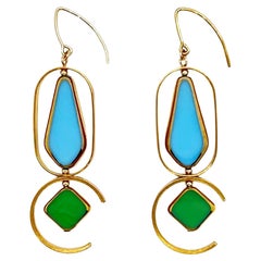 Pendientes Vintage German Glass Beads Art Deco 2212