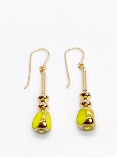 Vintage German Glass Beads, Chartreuse Earrings