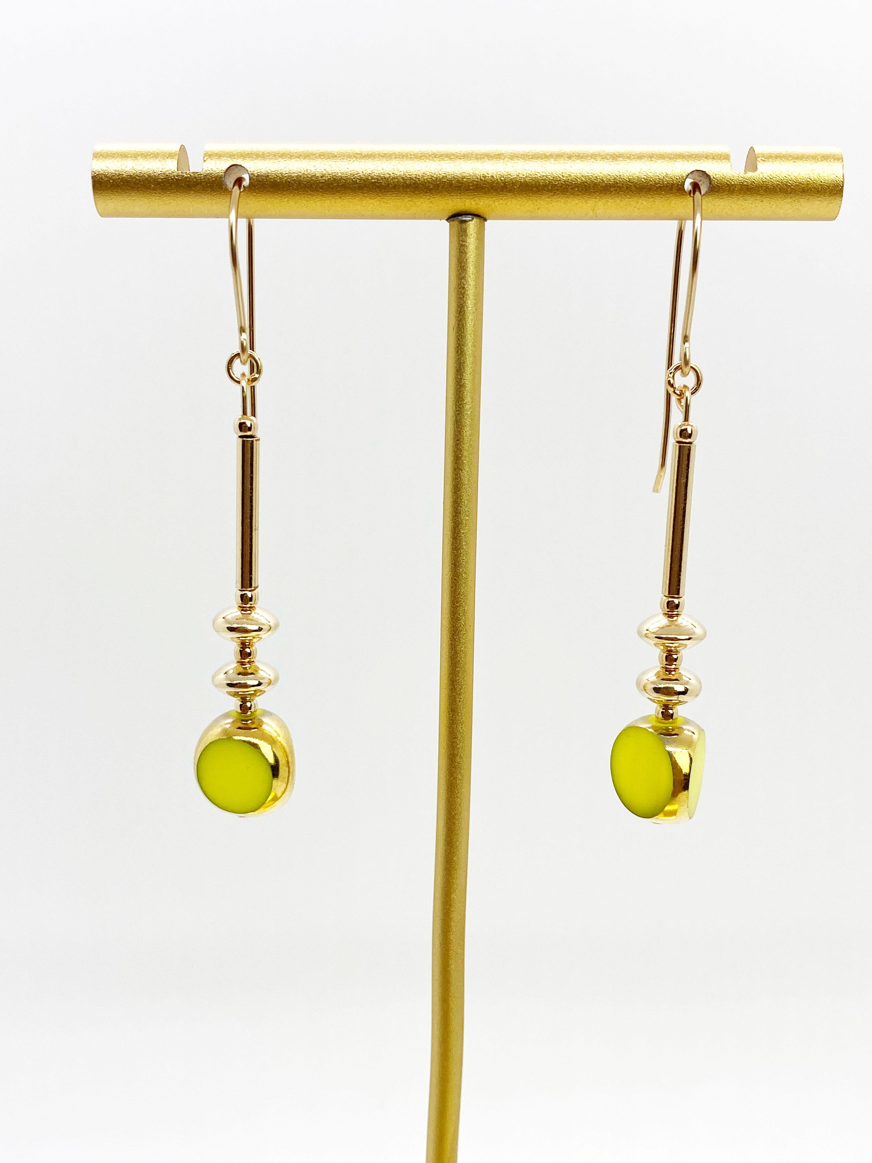 Retro Vintage German Glass Beads, Chartreuse Earrings For Sale