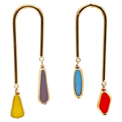 Retro German Glass Beads edged with 24K gold Mismatch Candy-colored Earrings