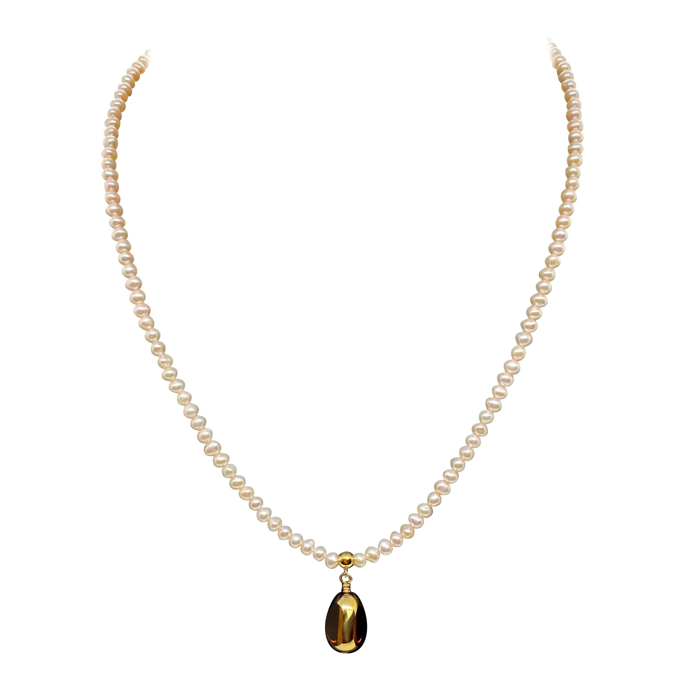 Vintage German Glass Beads edged with 24K gold on Pearls Golden Hour Necklace