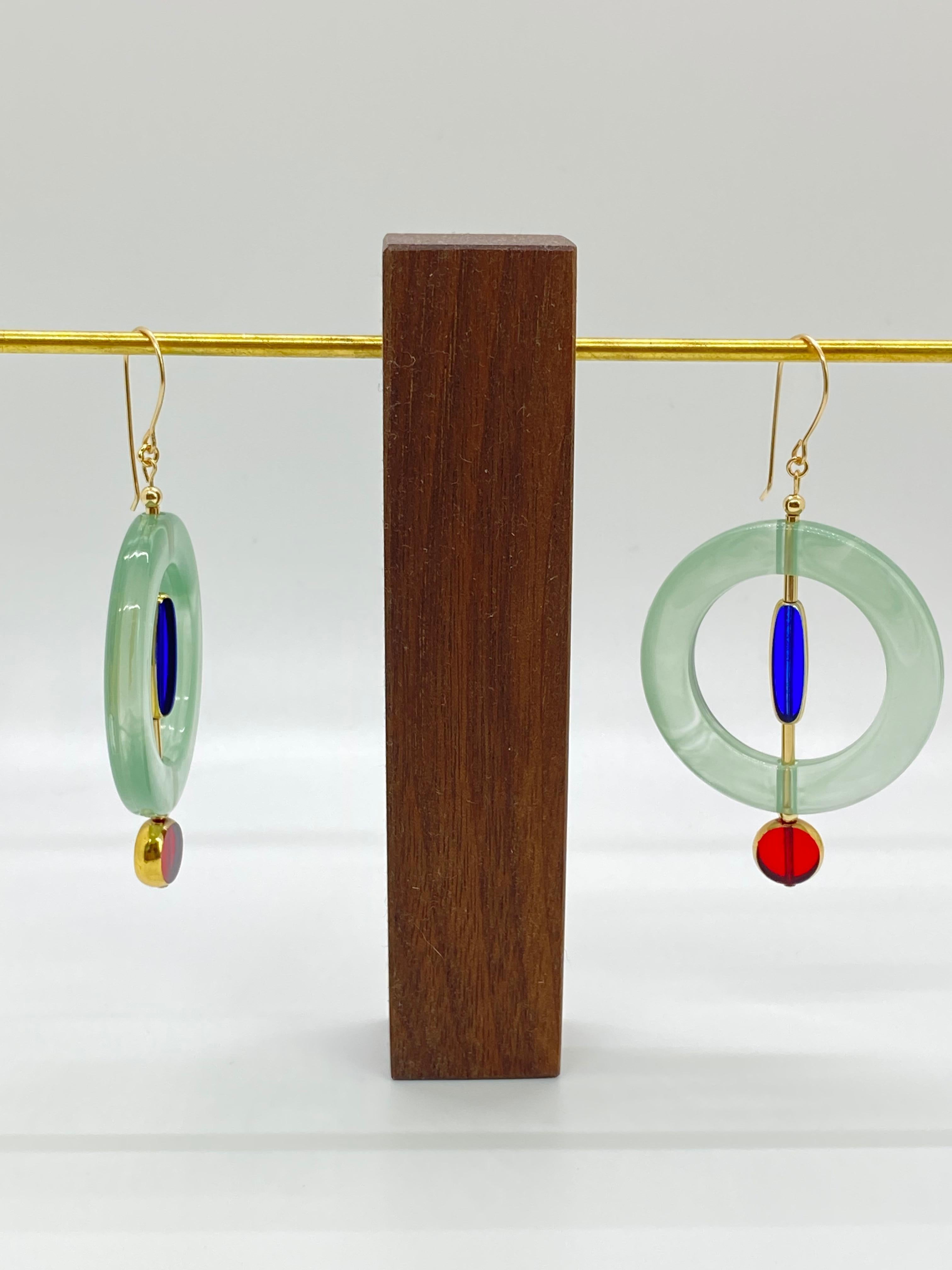 Artist Vintage German Glass Beads, Orbit Earrings For Sale