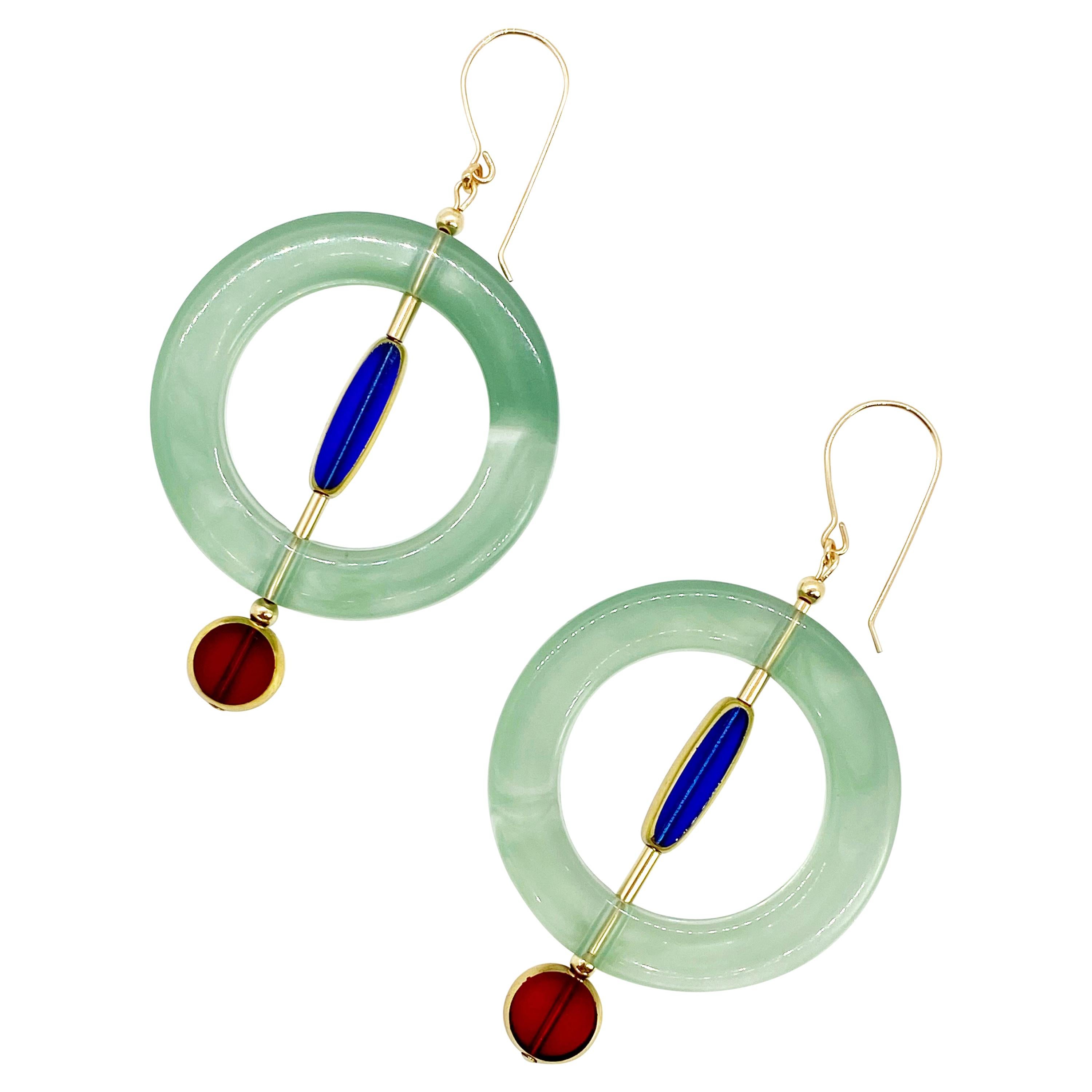 Boucles d'oreilles orbitales en perles de verre allemandes vintage en vente