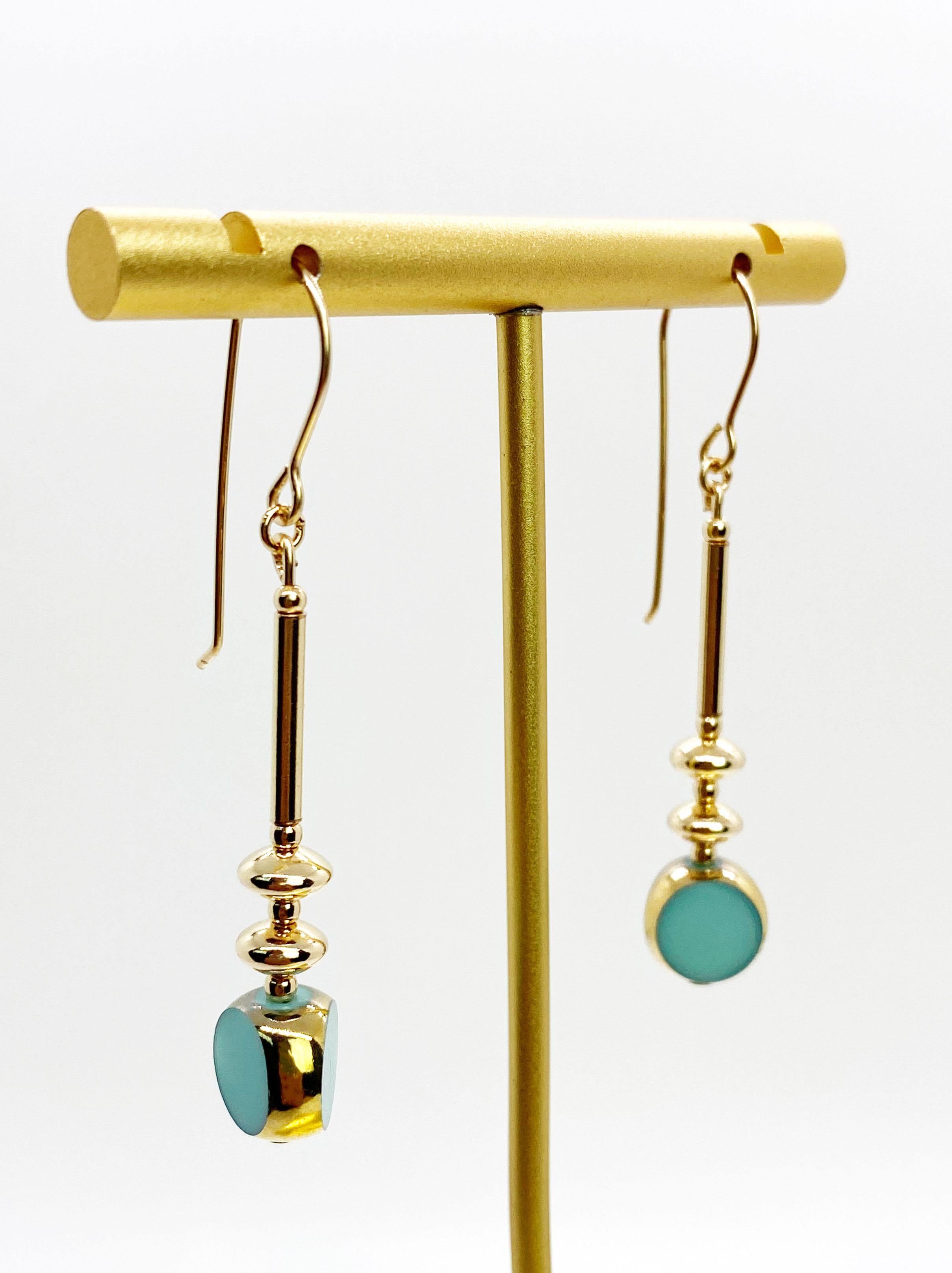 Women's Vintage German Glass Beads, Sea Foam Blue Earrings For Sale
