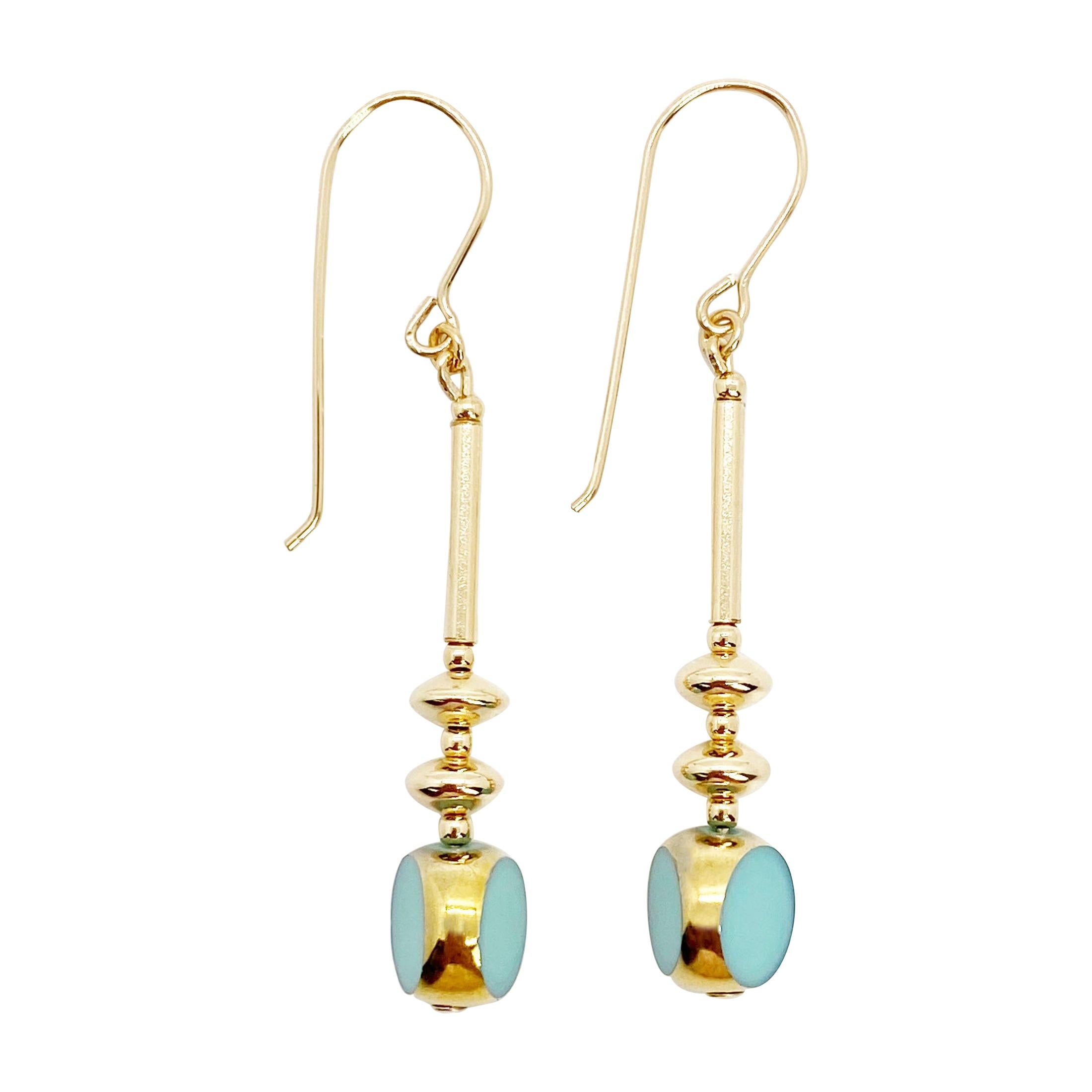 Gold plated and  sea glass beads earrings