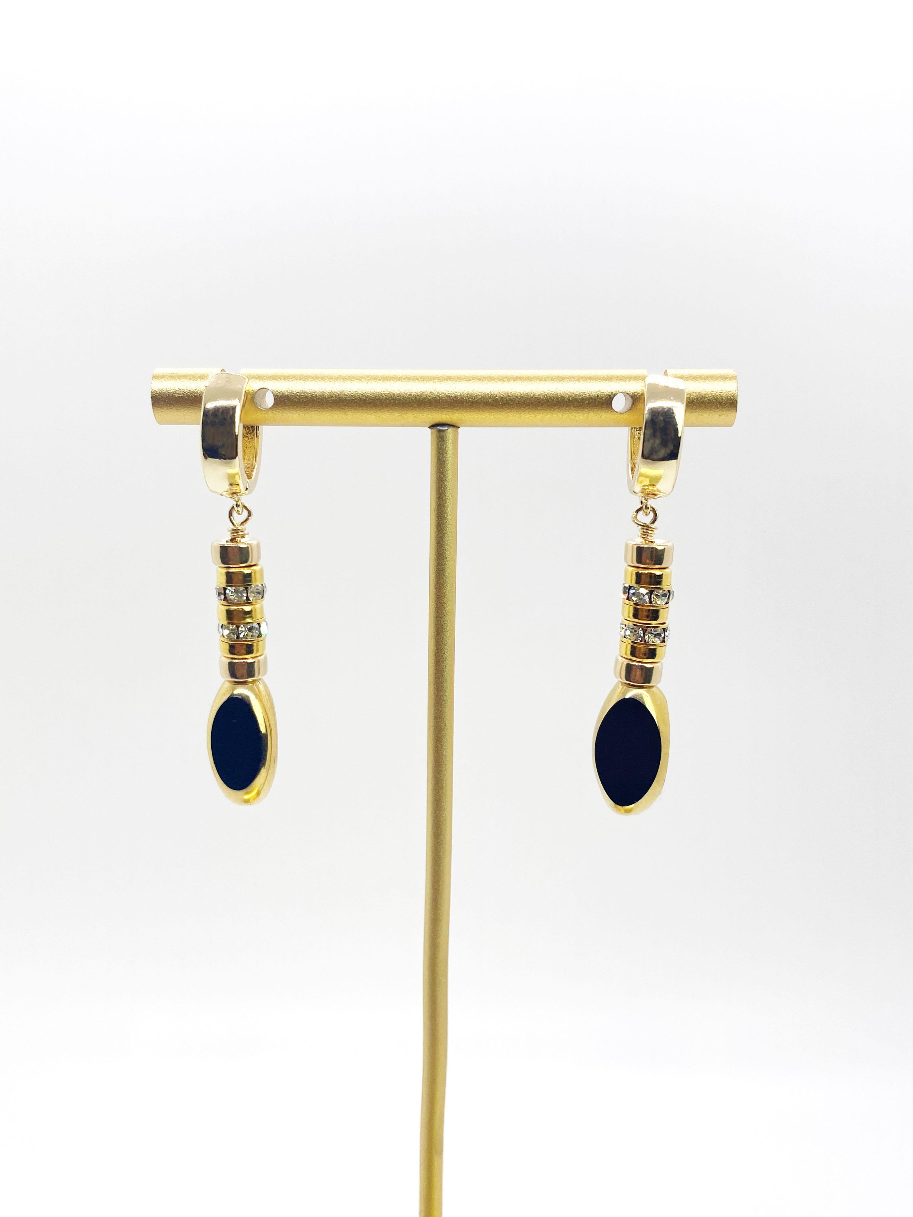 Women's Vintage German Glass Beads, The Black Torpedo Earrings For Sale