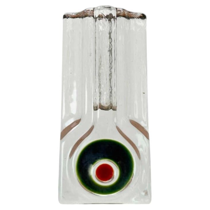 Jarrón alemán vintage de bloques de vidrio de H. Düsterhaus para Walther Glas, años 70
