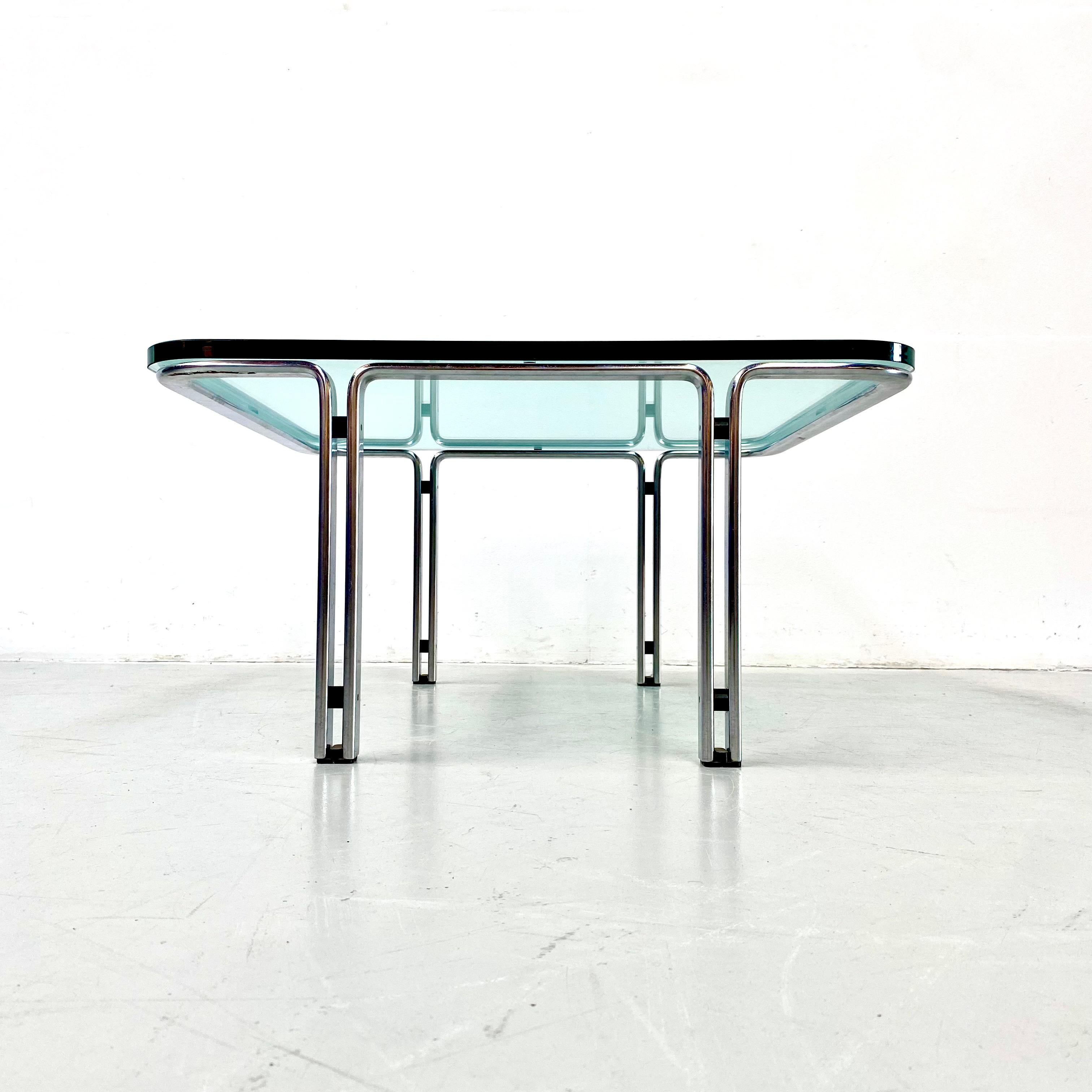 Vintage German Glass & Steel Table by Horst Brüning for Kill International, 1968 4