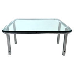 Table Vintage allemande en verre et acier par Horst Brüning pour Kill International, 1968