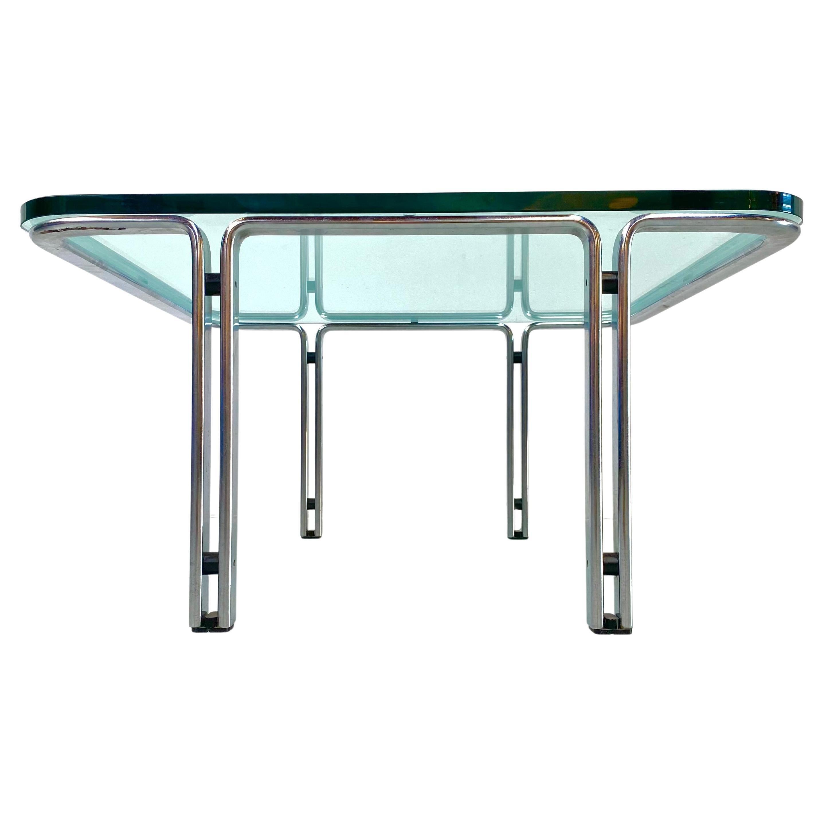 European Vintage German Glass & Steel Table by Horst Brüning for Kill International, 1968