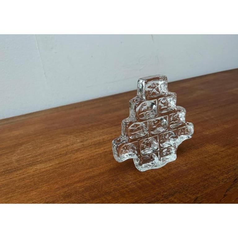 Vetro Portacandele tedesco d'epoca con albero di Natale in vetro di Wiesenthalhütte, anni '70 in vendita