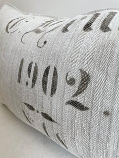 Vintage German Grain Sack Pillow with Insert King Size