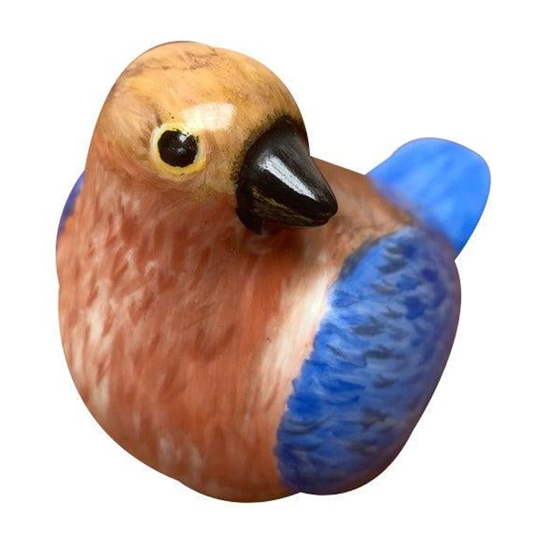 Pájaro deco de porcelana alemana vintage pintado a mano por Schultz-Berndt 1838