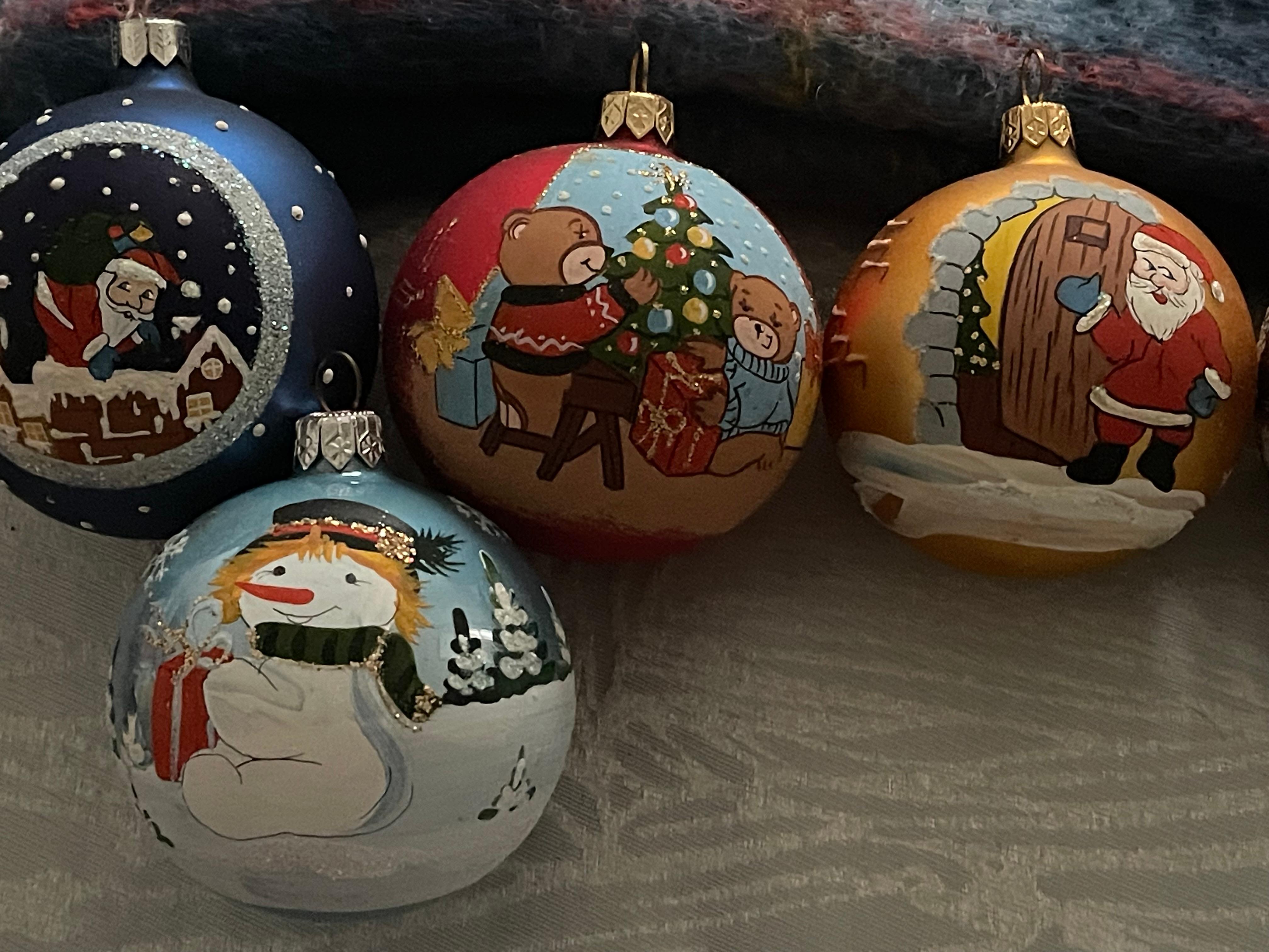 Vintage German Handpainted Christmas Ornaments Box For Sale 4
