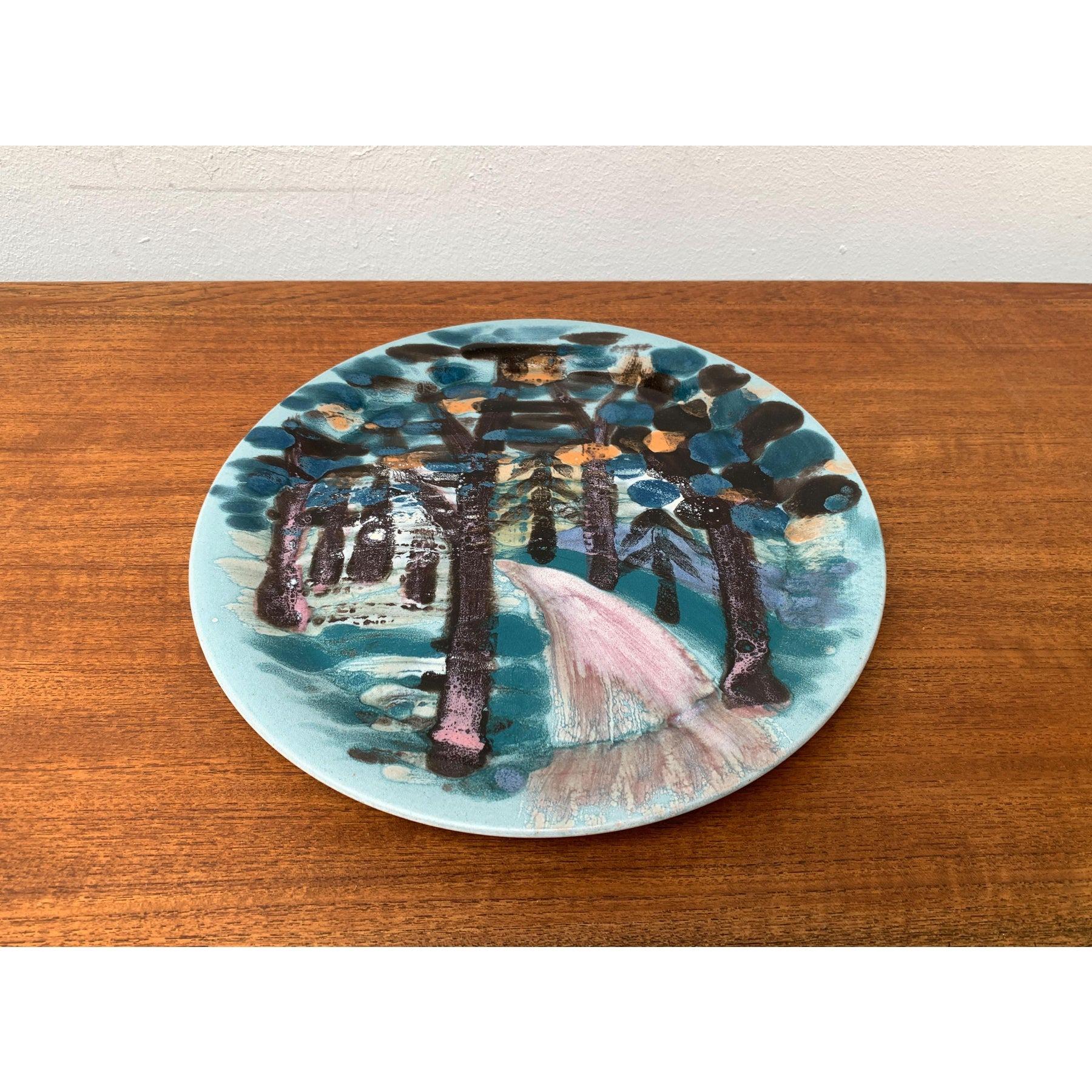 20ième siècle Assiette murale allemande peinte à la main, 1970 en vente