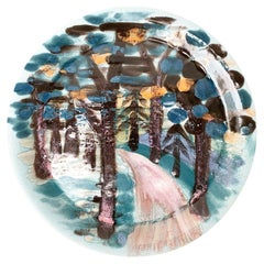 Vintage German Handpainted Wall Plate, 1970s