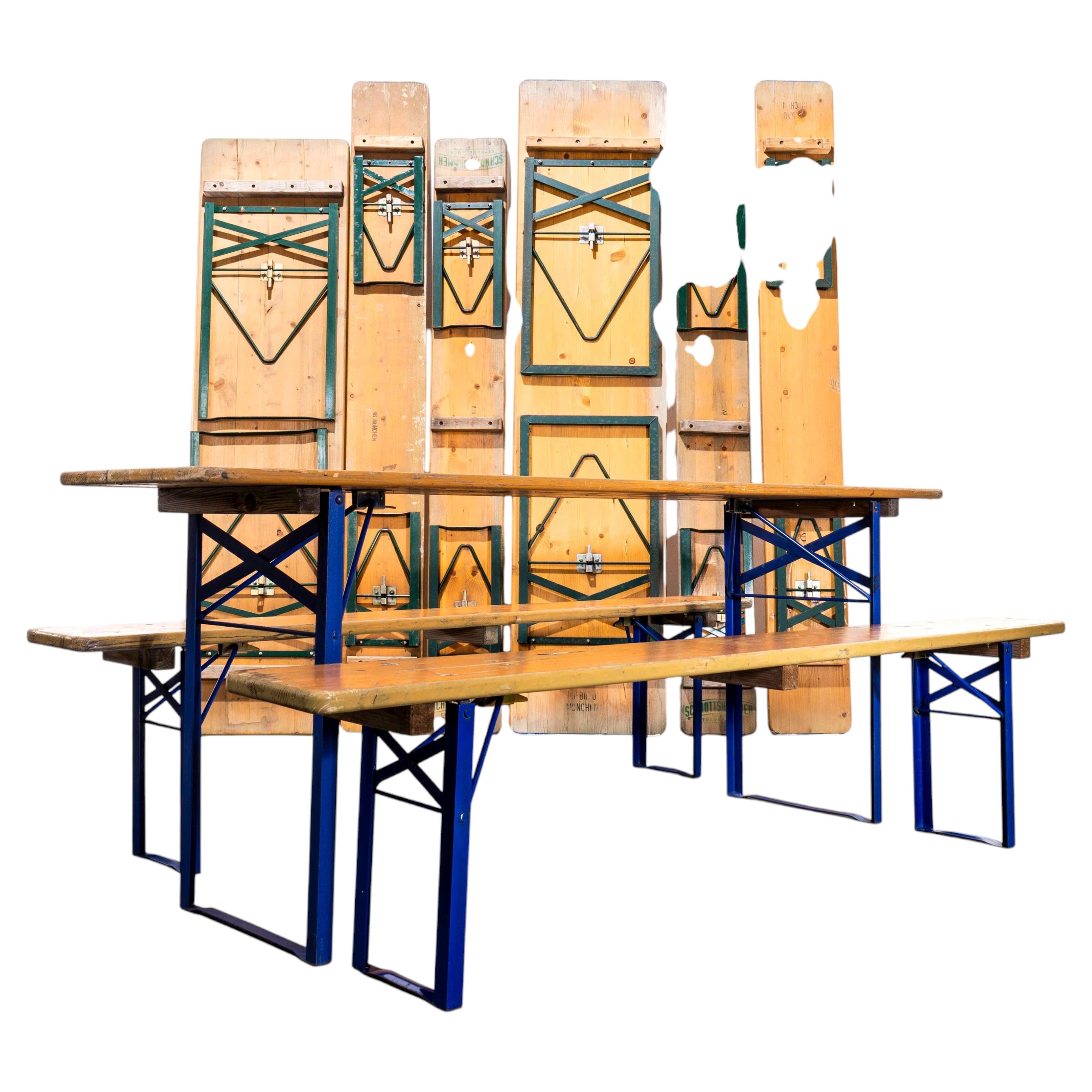 Vintage German Heavy Weight Folding Beer Table Sets For Sale