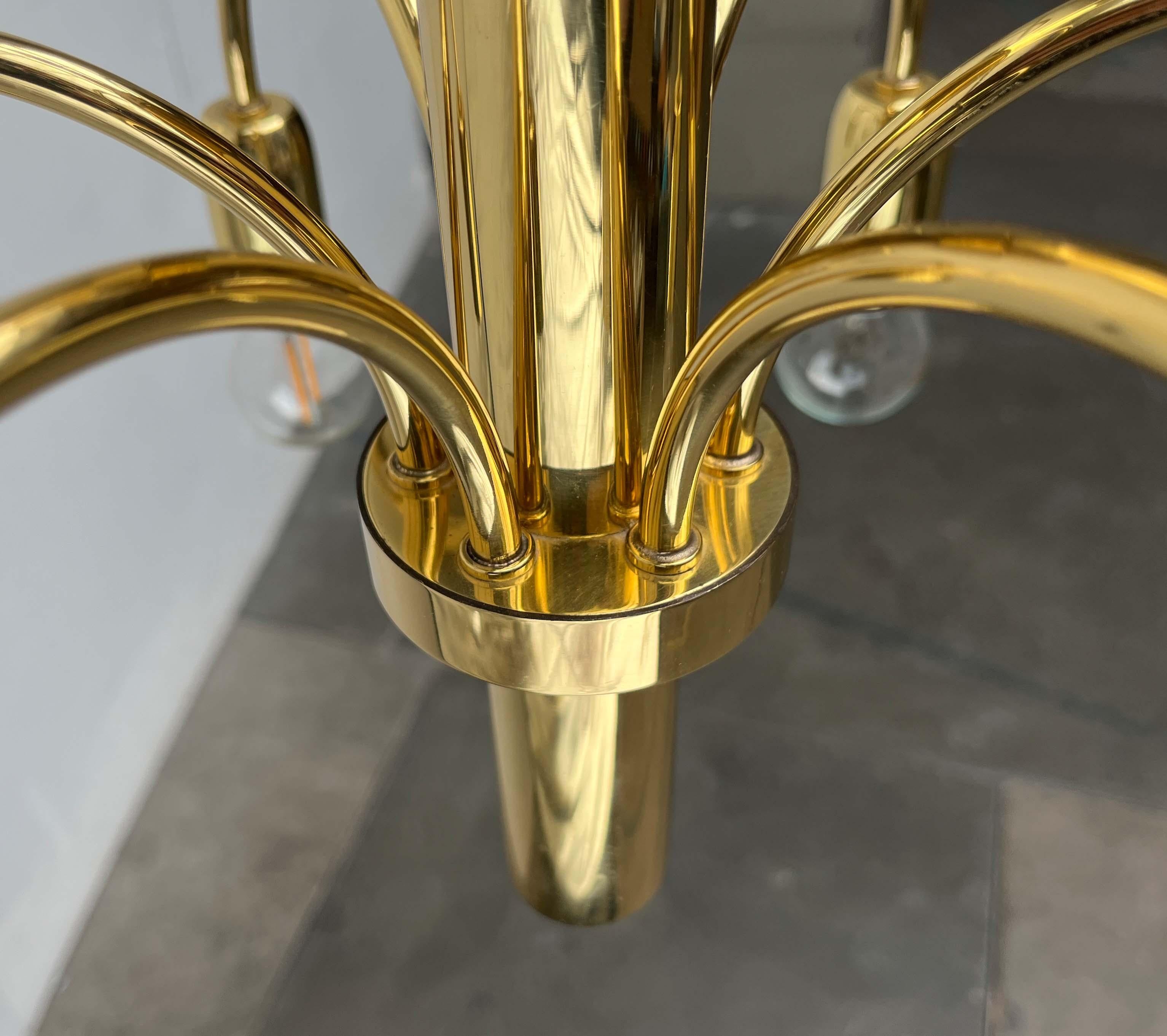 Lampadario d'ottone in stile Hollywood Regency tedesco vintage di Star Leuchten in vendita 5
