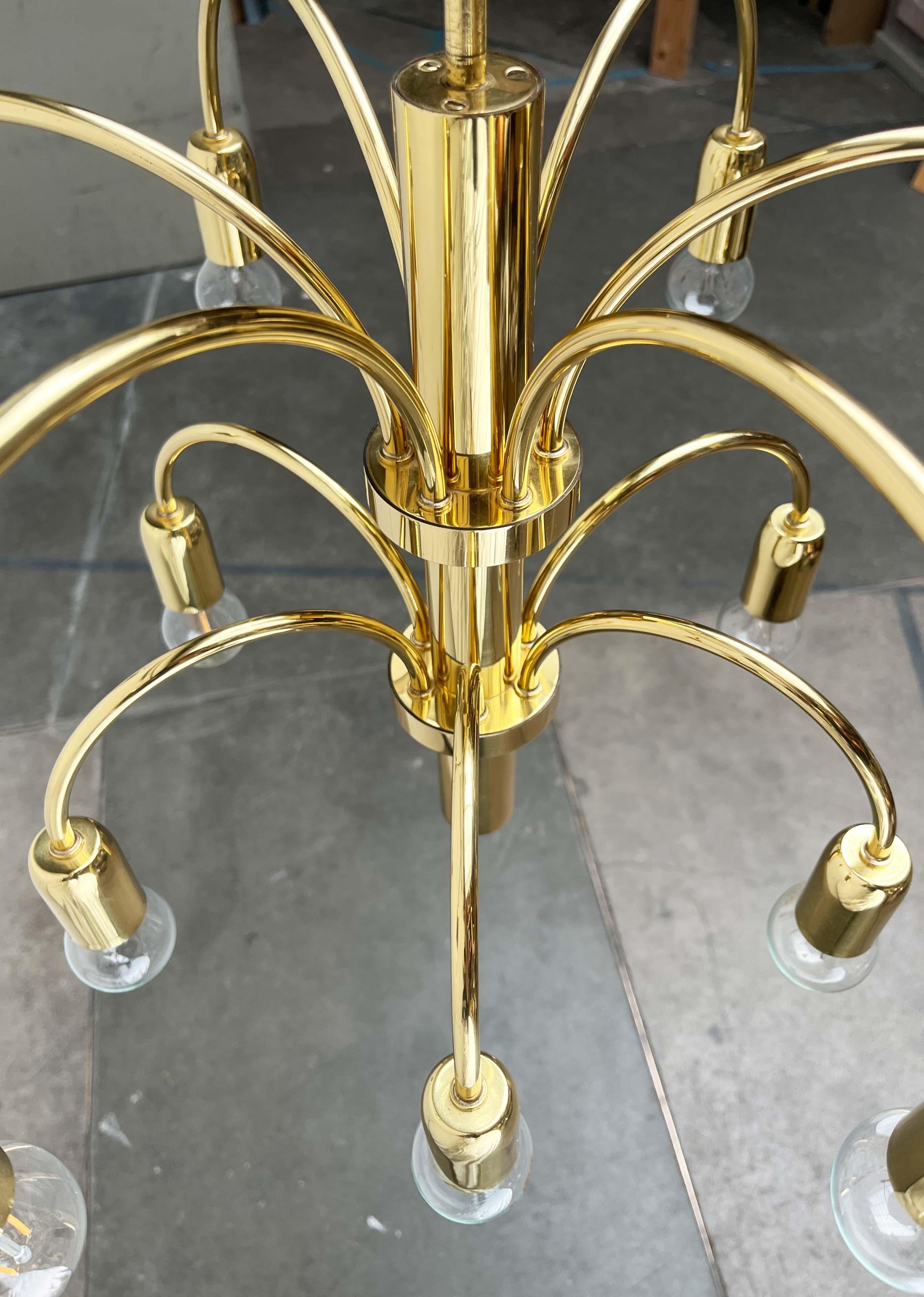 Lampadario d'ottone in stile Hollywood Regency tedesco vintage di Star Leuchten in vendita 6