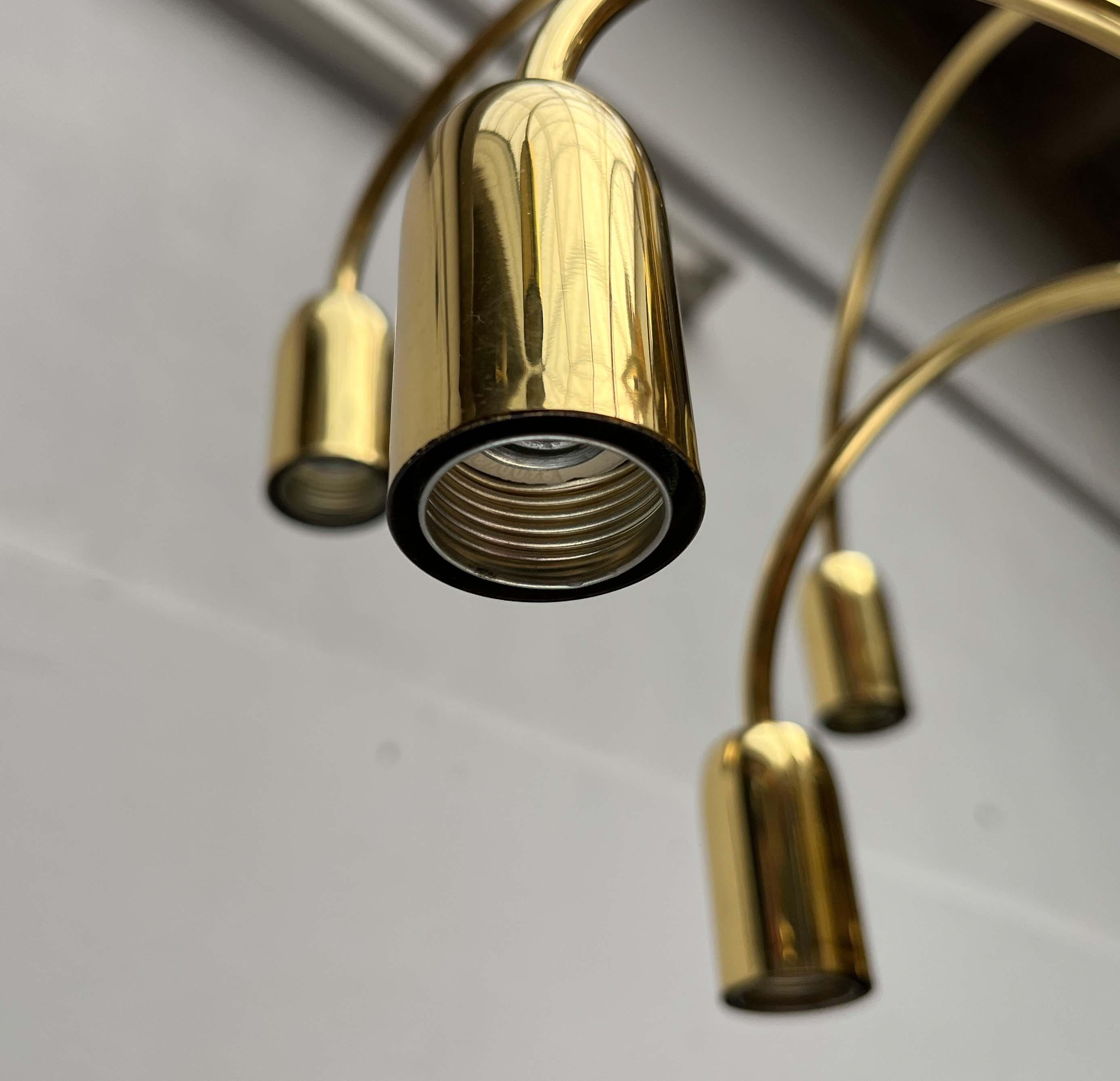 Lampadario d'ottone in stile Hollywood Regency tedesco vintage di Star Leuchten in vendita 12