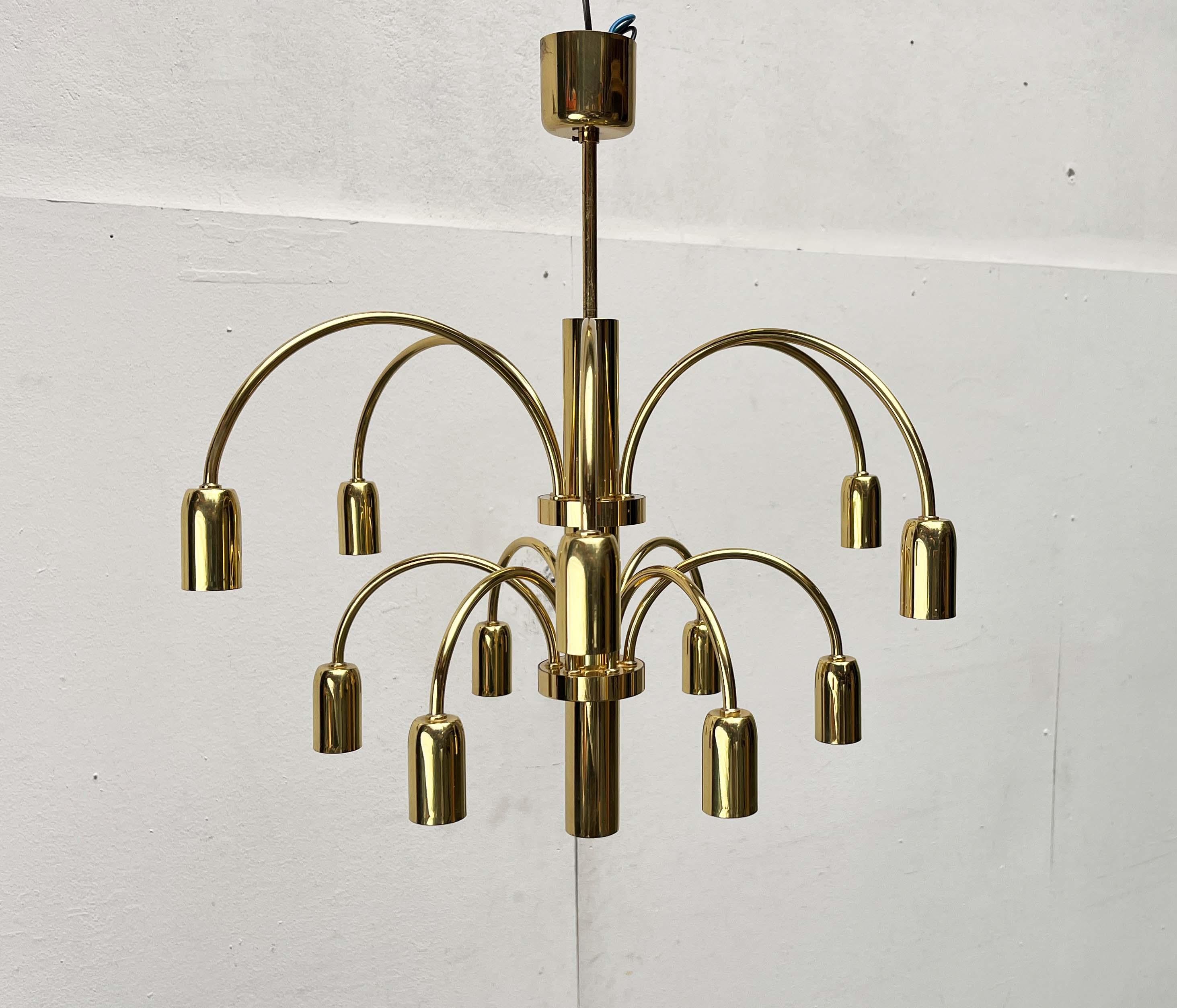 Lampadario d'ottone in stile Hollywood Regency tedesco vintage di Star Leuchten in vendita 13