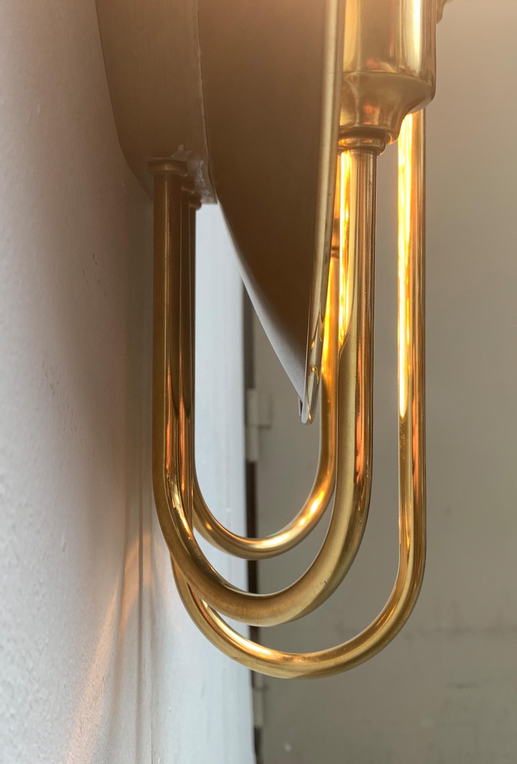 Lámpara de bronce W185 estilo Hollywood Regency alemán vintage, Florian Schulz, años 70 en venta 5